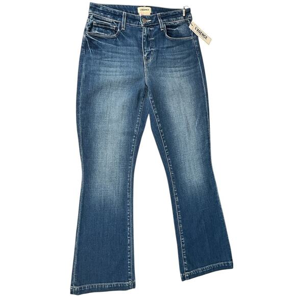 L'AGENCE Size 25 New With Tag High Rise Slim Flare Stretch Light Wash 94% Cotton - Picture 2 of 8